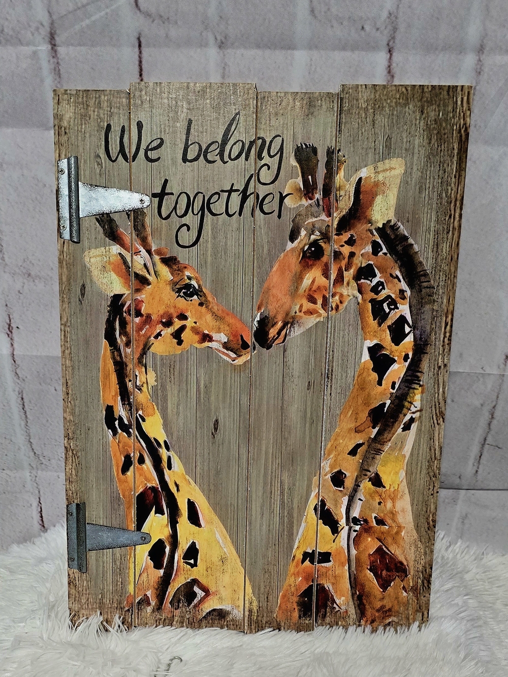 Rustic Giraffe Wall Art | "We Belong Together" Farmhouse Decor | Nursery Safari